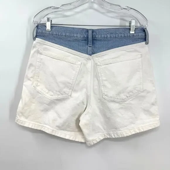 Abercrombie and Fitch The Dad Shorts Denim 10 Blue White High Rise Retro Y2K - Picture 3 of 6